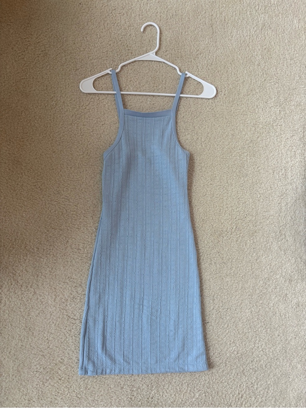 Zara Light Blue Ribbed Mini Tank Dress